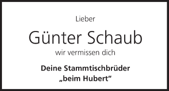 Anzeige von Günter Schaub von MGO