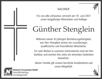 Anzeige von Günther Stenglein von MGO