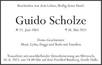 Anzeige von Guido Scholze von MGO