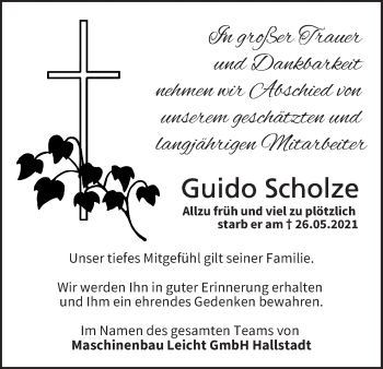 Anzeige von Guido Scholze von MGO