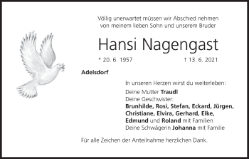 Anzeige von Hansi Nagengast von MGO
