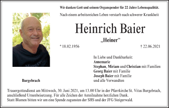Anzeige von Heinrich Baier von MGO