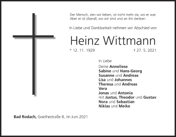 Anzeige von Heinz Wittmann von MGO