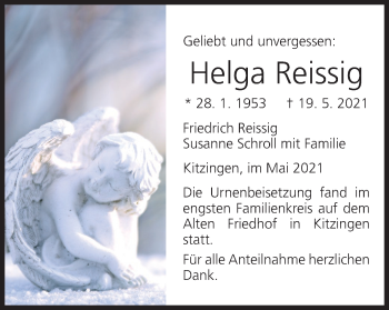 Anzeige von Helga Reissig von MGO