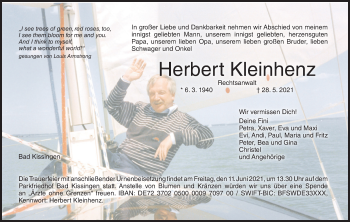 Anzeige von Herbert Kleinhenz von MGO