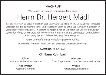 Anzeige von Herbert Mädl von MGO