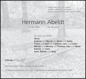 Anzeige von Hermann Abeldt von MGO