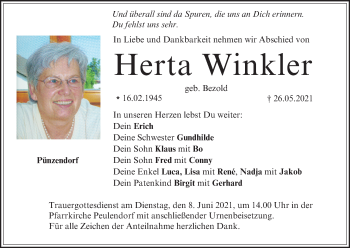 Anzeige von Herta Winkler von MGO