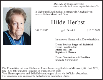 Anzeige von Hilde Herbst von MGO