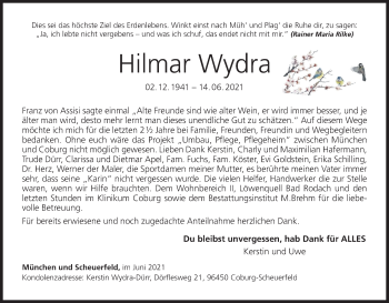 Anzeige von Hilmar Wydra von MGO