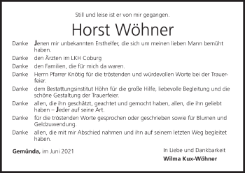 Anzeige von Horst Wöhner von MGO