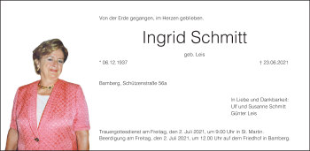 Anzeige von Ingrid Schmitt von MGO