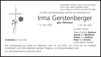 Anzeige von Irma Gerstenberger von MGO