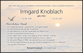 Anzeige von Irmgard Knoblach von MGO