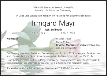 Anzeige von Irmgard Mayr von MGO