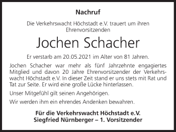 Anzeige von Jochen Schacher von MGO