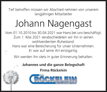 Anzeige von Johann Nagengast von MGO