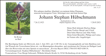 Anzeige von Johann Stephan Hübschmann von MGO