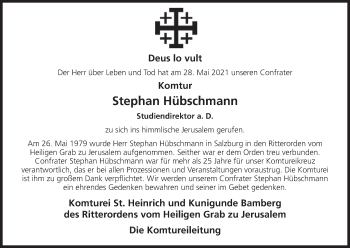 Anzeige von Johann Stephan Hübschmann von MGO