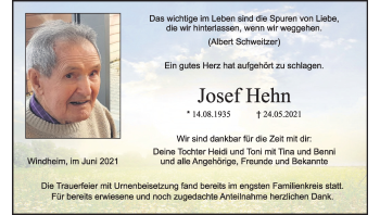 Anzeige von Josef Hehn von MGO