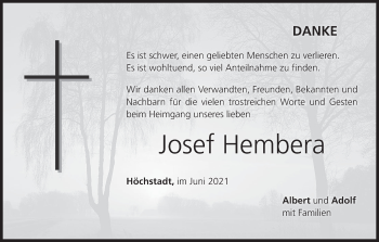 Anzeige von Josef Hembera von MGO