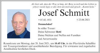 Anzeige von Josef Schmitt von MGO