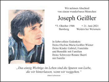 Anzeige von Joseph Geißler von MGO