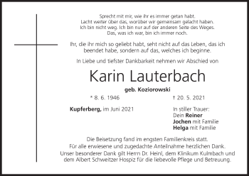 Anzeige von Karin Lauterbach von MGO