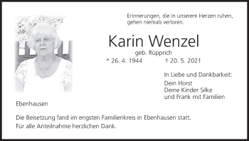 Anzeige von Karin Wenzel von MGO
