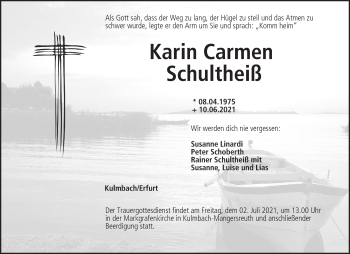 Anzeige von Karin Carmen Schultheiß von MGO