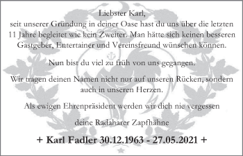 Anzeige von Karl Fadler von MGO