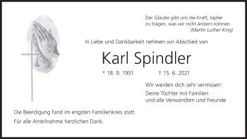 Anzeige von Karl Spindler von MGO