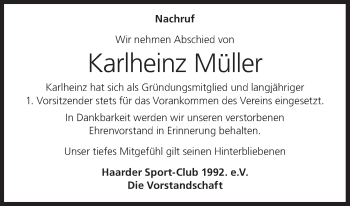 Anzeige von Karlheinz Müller von MGO