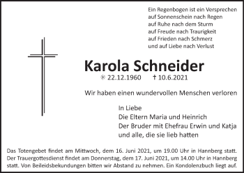 Anzeige von Karola Schneider von MGO