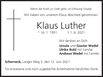 Anzeige von Klaus Luther von MGO