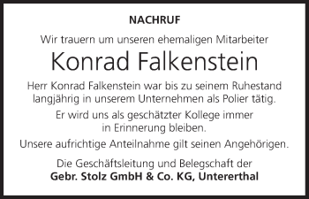 Anzeige von Konrad Falkenstein von MGO