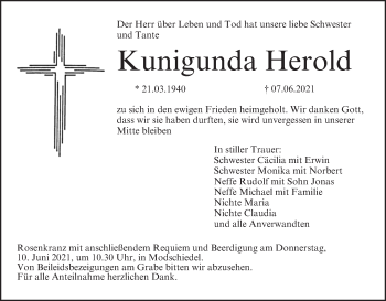 Anzeige von Kunigunda Herold von MGO