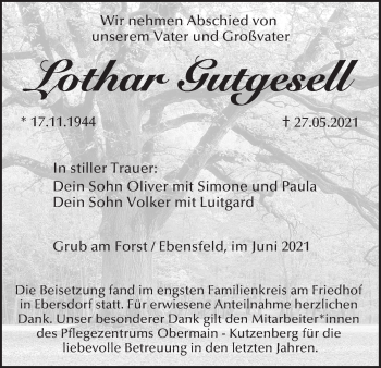 Anzeige von Lothar Gutgesell von MGO