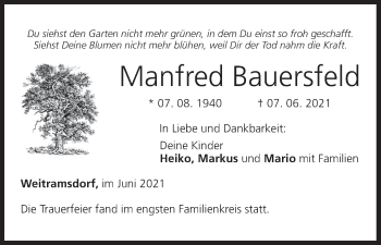 Anzeige von Manfred Bauersfeld von MGO