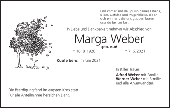 Anzeige von Marga Weber von MGO