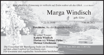Anzeige von Marga Windisch von MGO