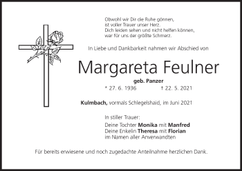 Anzeige von Margareta Feulner von MGO