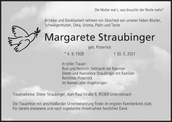 Anzeige von Margarete Straubinger von MGO