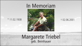 Anzeige von Margarete Triebel von MGO