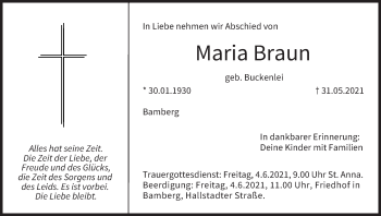 Anzeige von Maria Braun von MGO