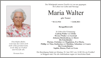 Anzeige von Maria Walter von MGO