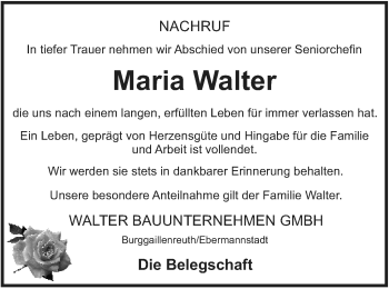 Anzeige von Maria Walter von MGO