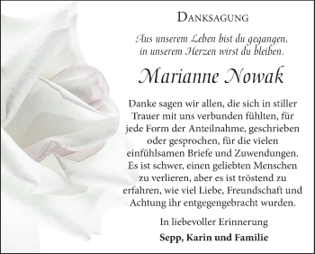 Anzeige von Marianne Nowak von MGO