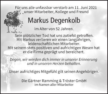 Anzeige von Markus Degenkolb von MGO