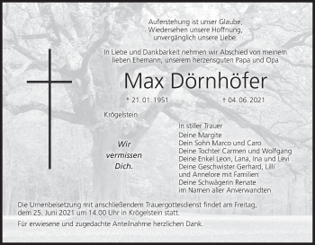 Anzeige von Max Dörnhöfer von MGO